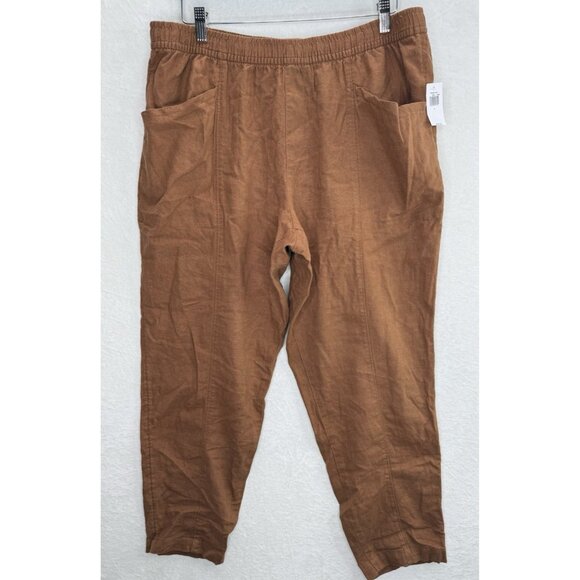 Old Navy Women's Rust Tapered Linen Pant Size Large NWT - Picture 1 of 8